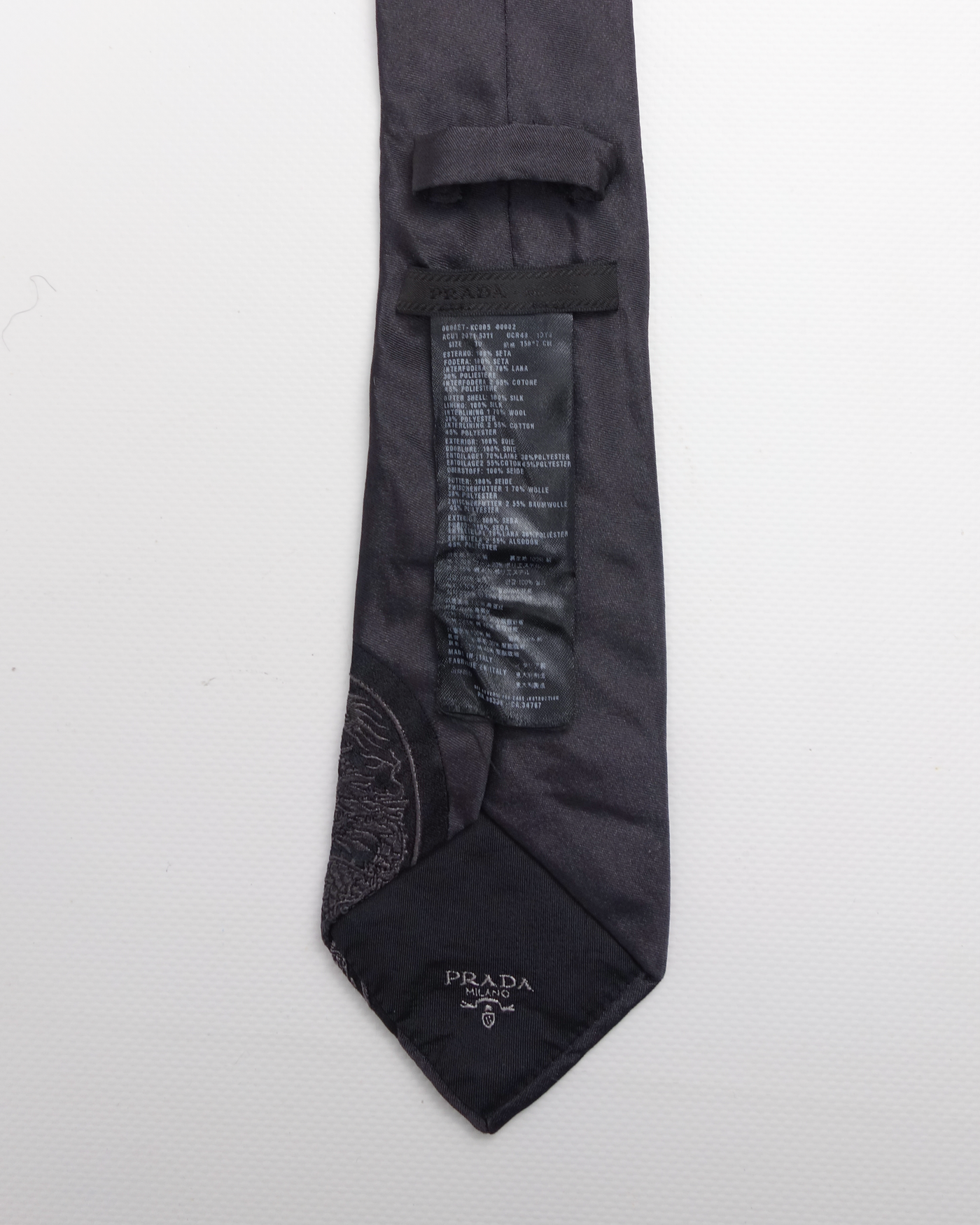 Prada Dragon Print Grey Silk Tie S/S 2011