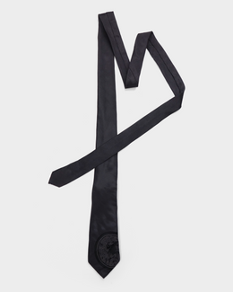 Prada Dragon Print Grey Silk Tie S/S 2011