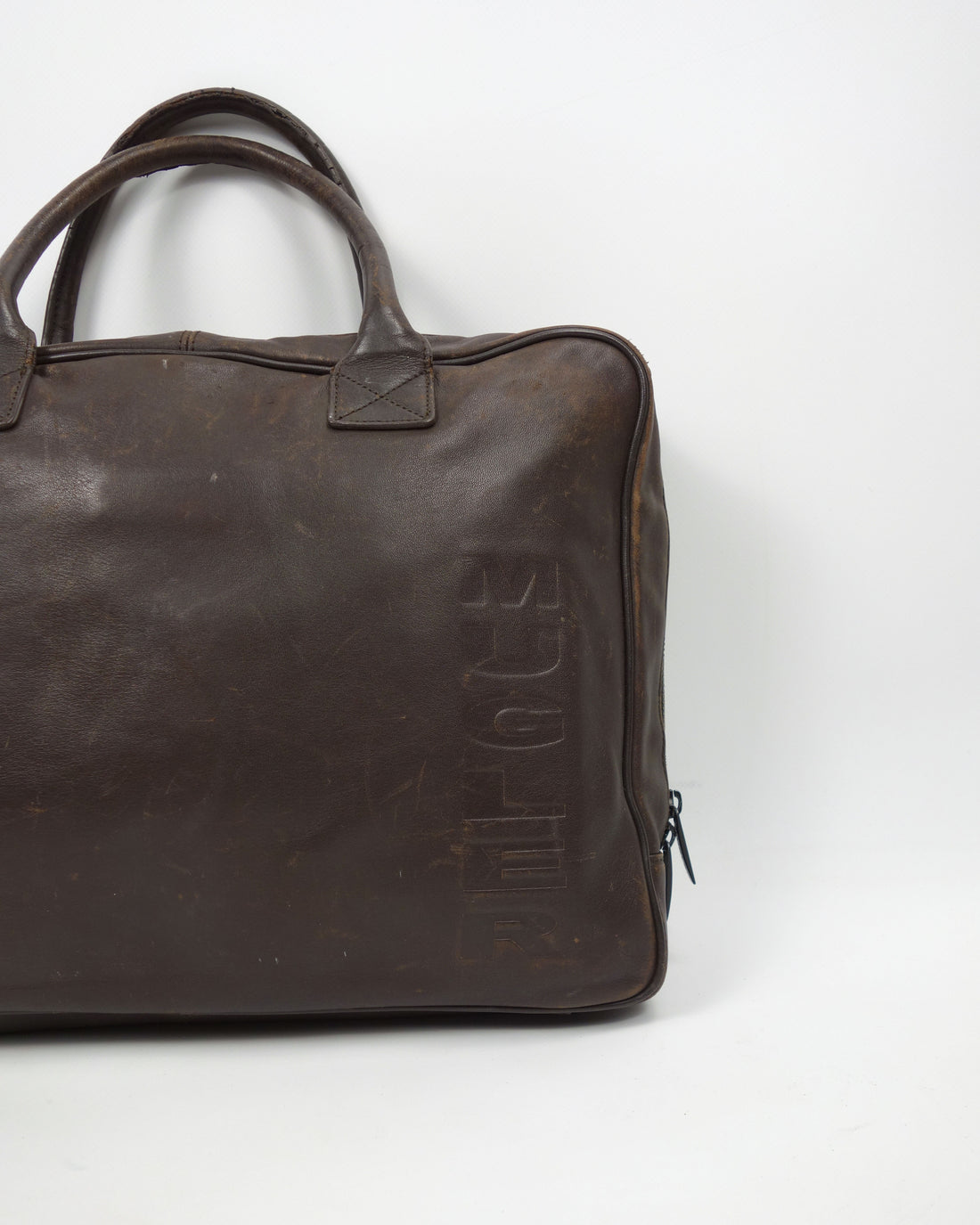 Mugler Brown Leather Hand Bag 2000's