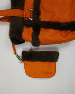 Fiorucci Suede + Fur Brown Hand Bag 2000s