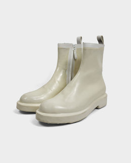 Balenciaga Dipped Side-Zip White Leather Boots AW 2016