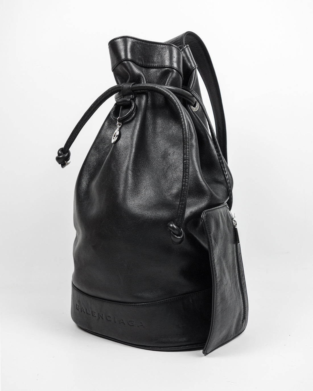 Balenciaga 1-Side Shoulder Black Leather Bag 1990's
