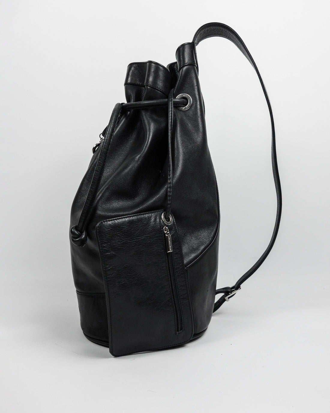 Balenciaga 1-Side Shoulder Black Leather Bag 1990's