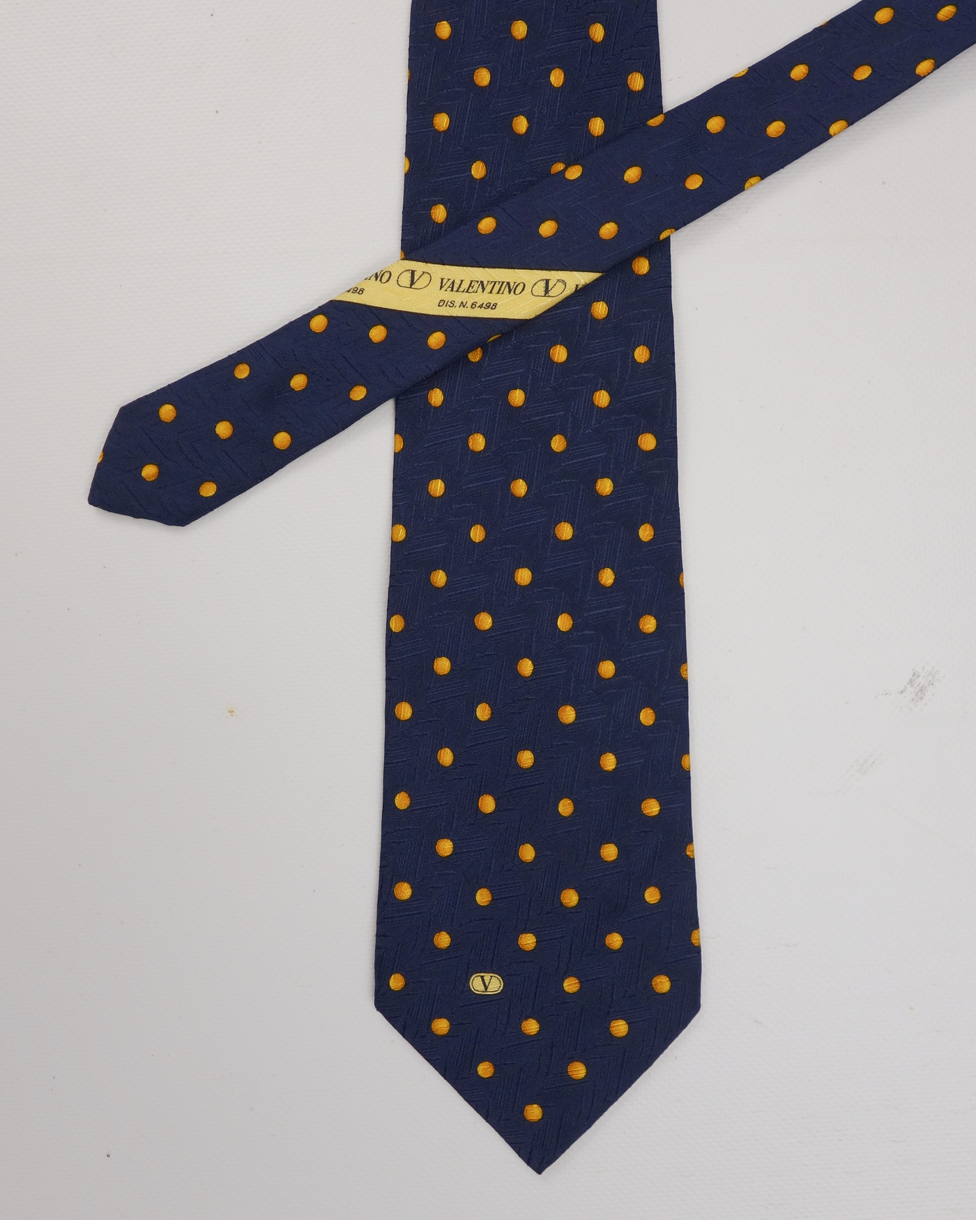 Valentino Yellow Dot Print Silk Tie 1990's