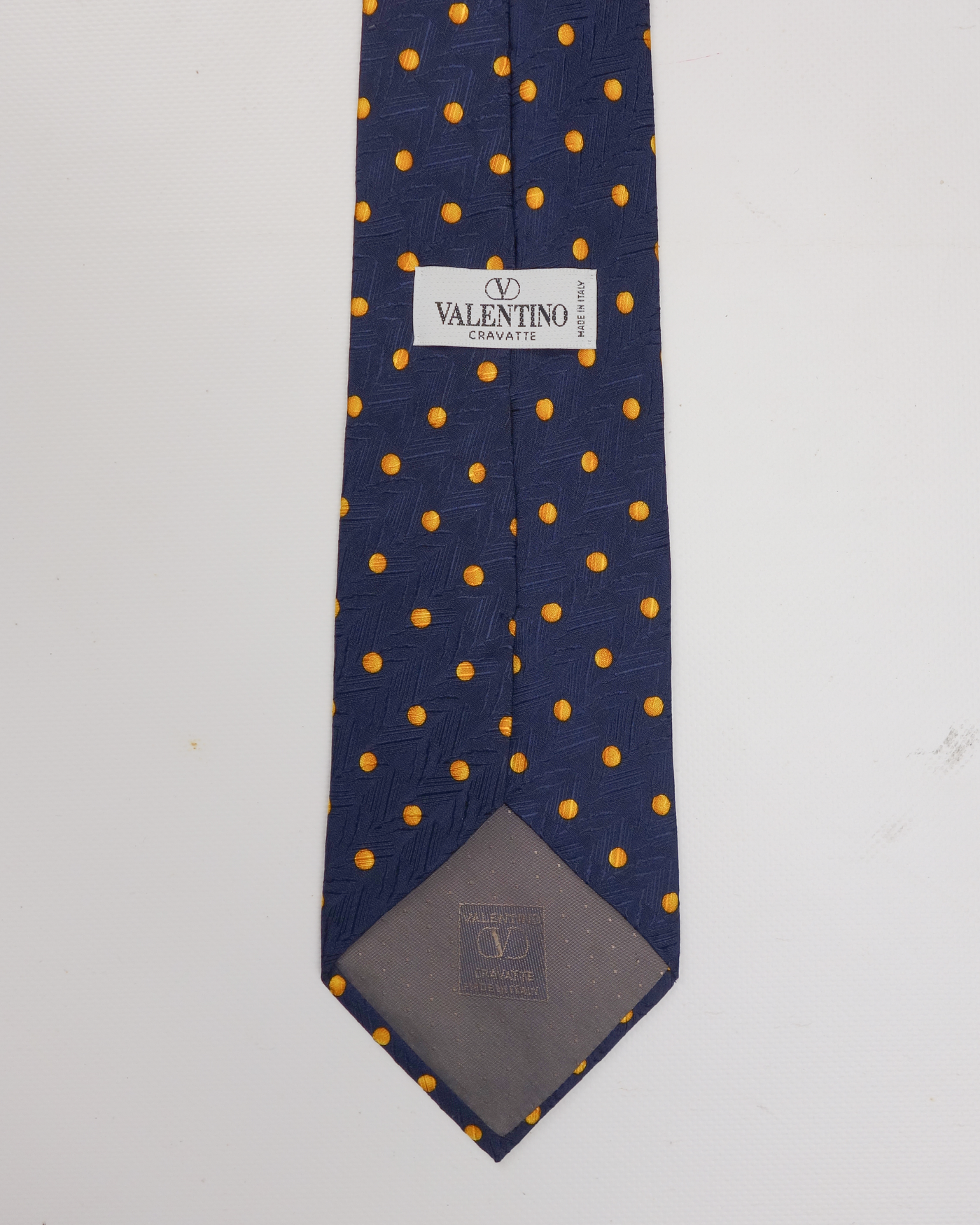 Valentino Yellow Dot Print Silk Tie 1990's