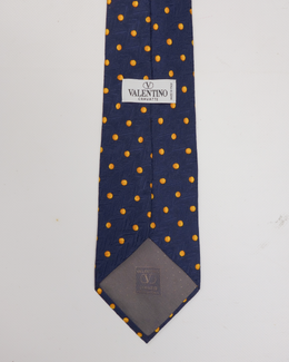 Valentino Yellow Dot Print Silk Tie 1990's