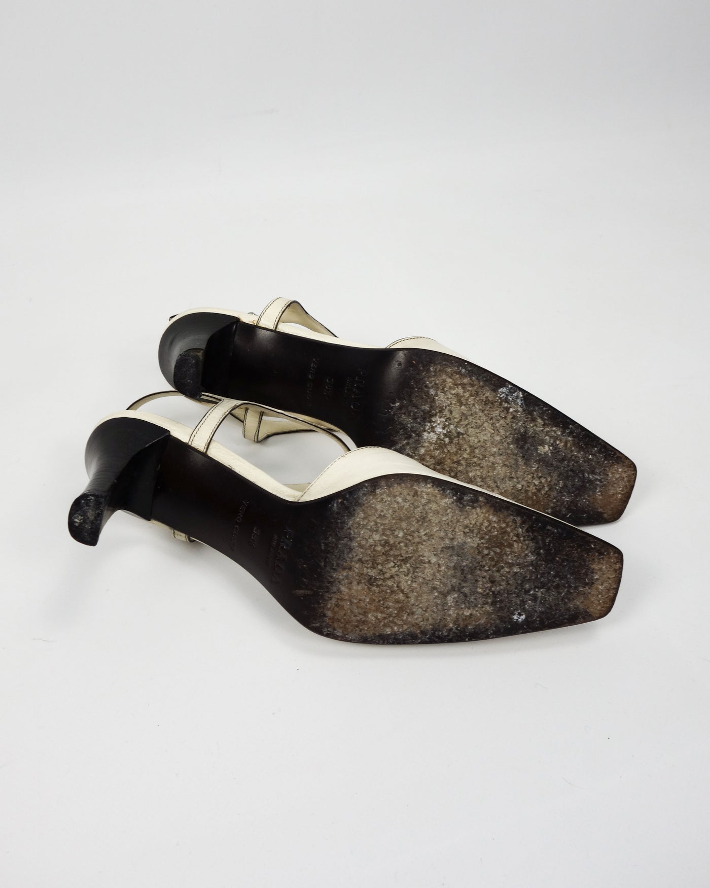 Prada Cream White Leather Sharped Toe Heels 2000's