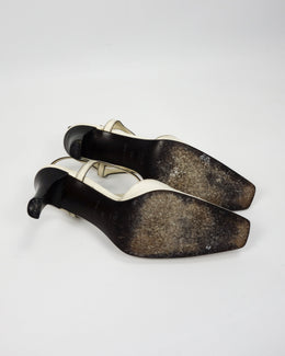 Prada Cream White Leather Sharped Toe Heels 2000's