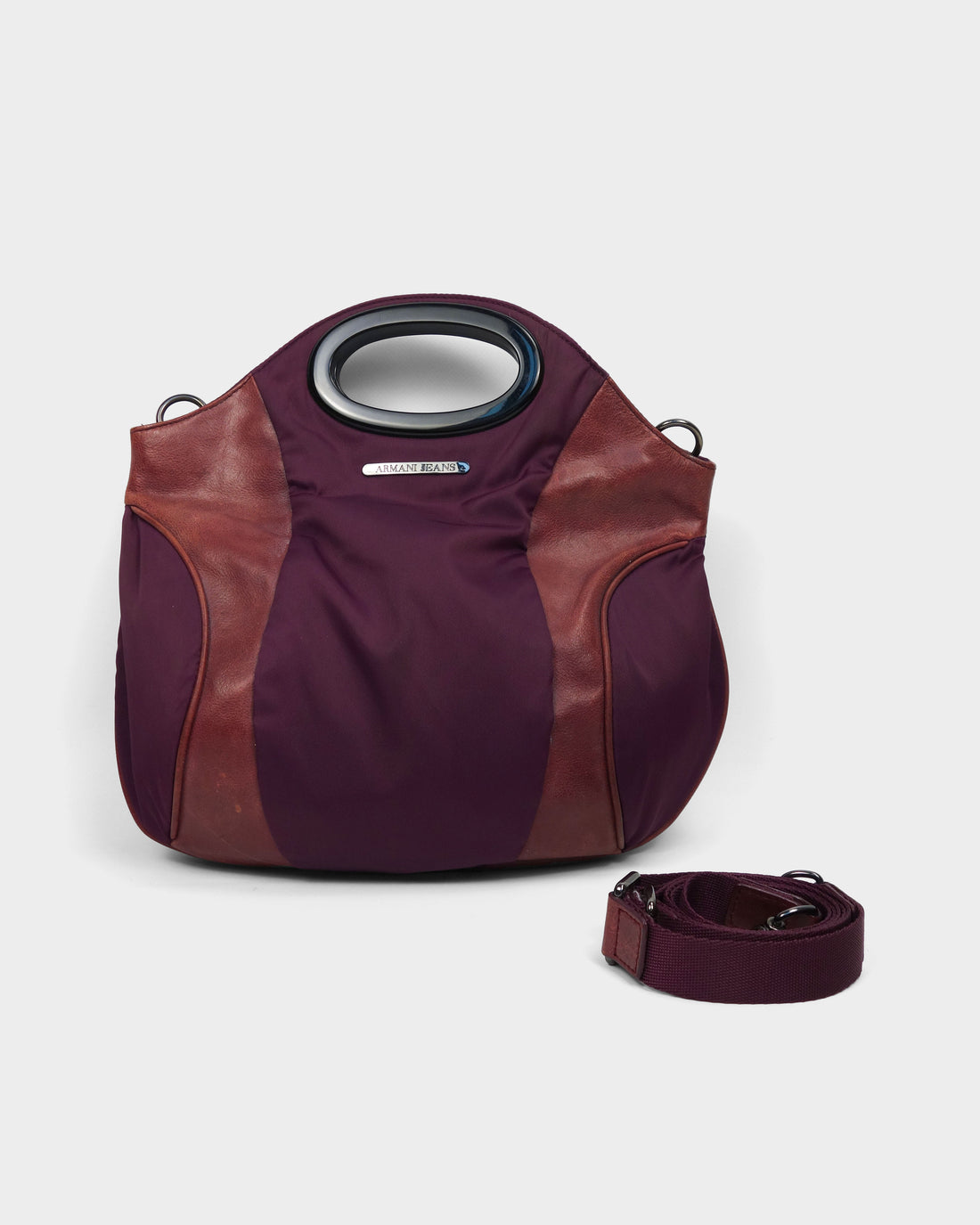 Armani Purple Leather + Nylon Shoulder Bag 2000's