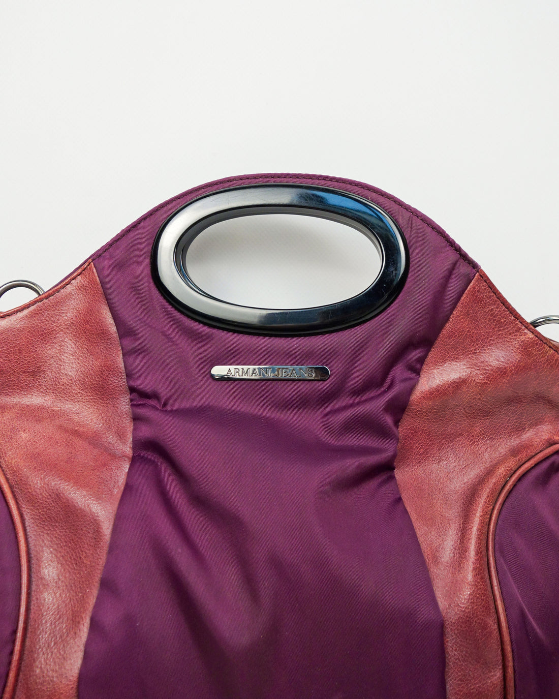 Armani Purple Leather + Nylon Shoulder Bag 2000's