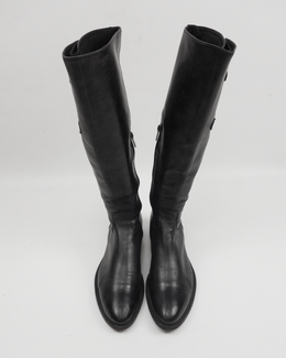 Jil Sander Belted Black leather High Boots  2000's