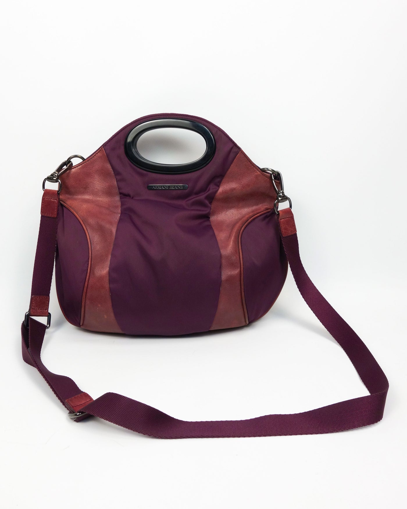 Armani Purple Leather + Nylon Shoulder Bag 2000's