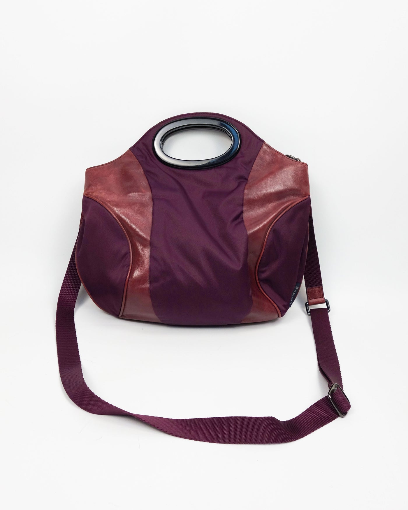 Armani Purple Leather + Nylon Shoulder Bag 2000's