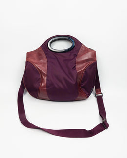 Armani Purple Leather + Nylon Shoulder Bag 2000's