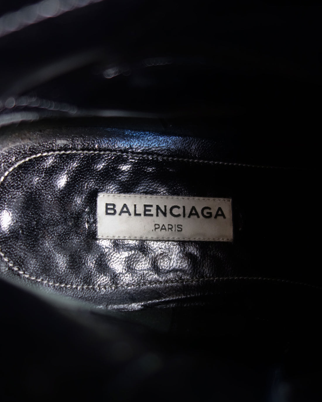 Balenciaga Blue and Black Leather Boots 1990's