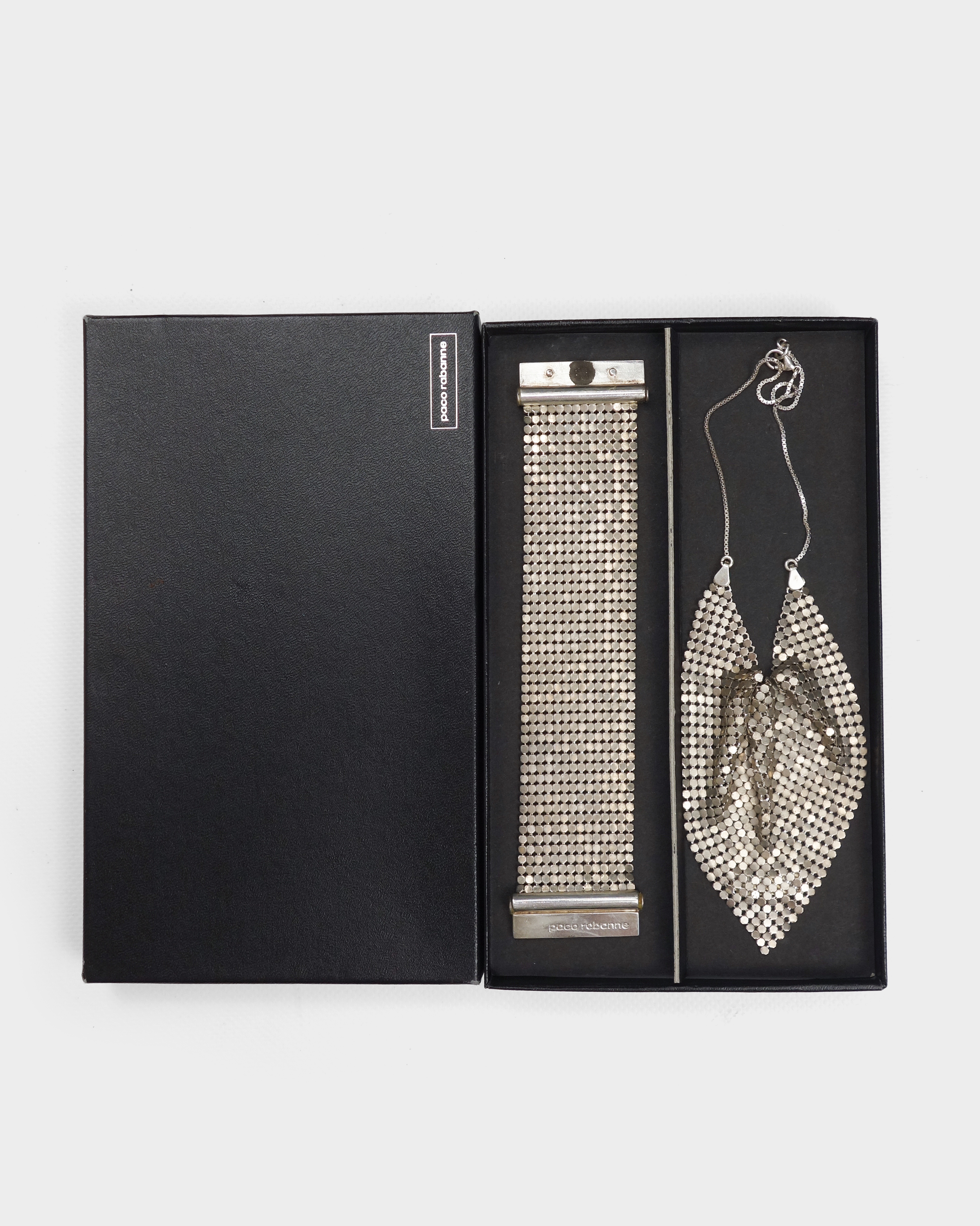 Paco Rabanne 2 Piece Choker + Bracelet Silver Set 1980's