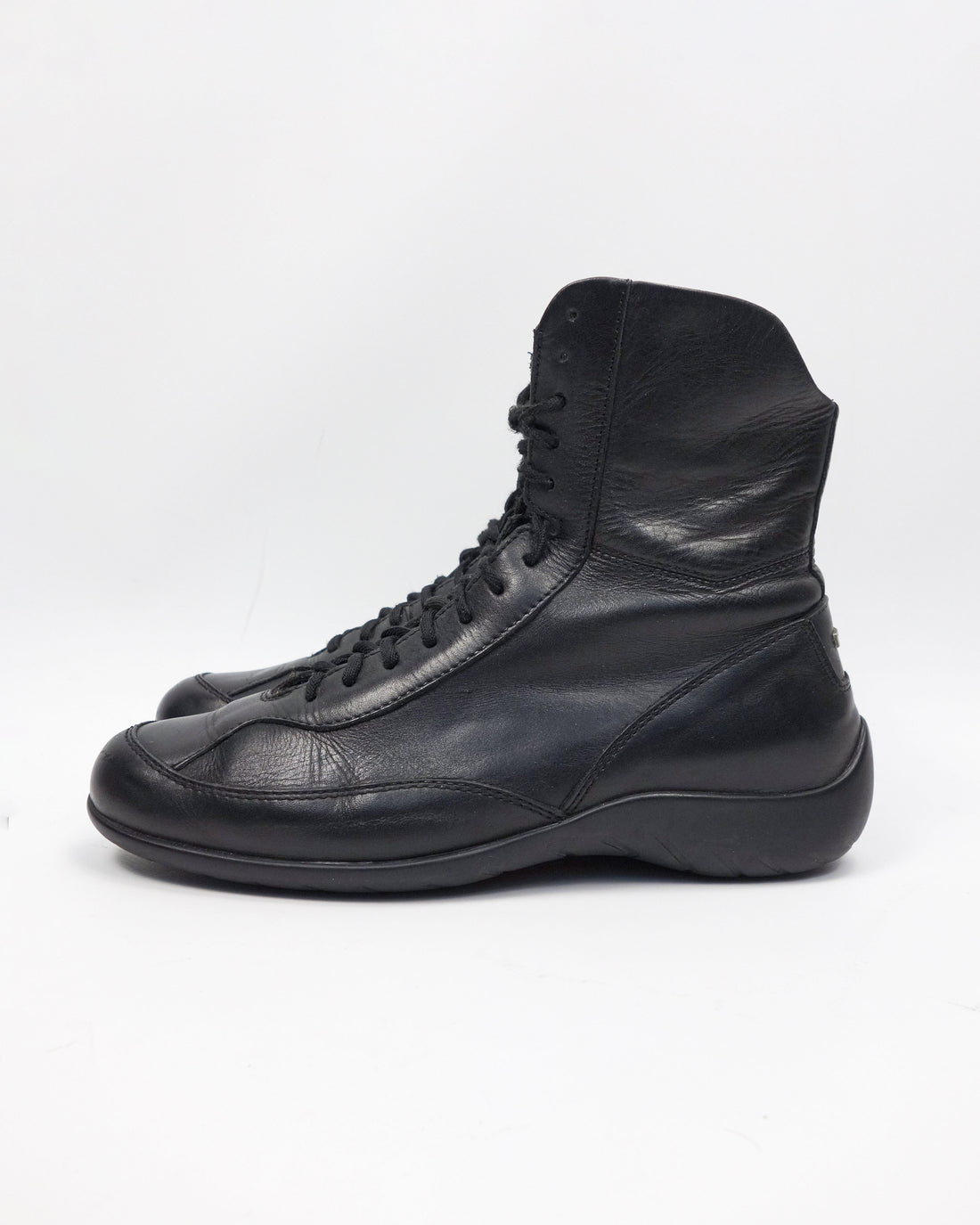 Pirelli Black Motorbike Style Leather Boots 2000's