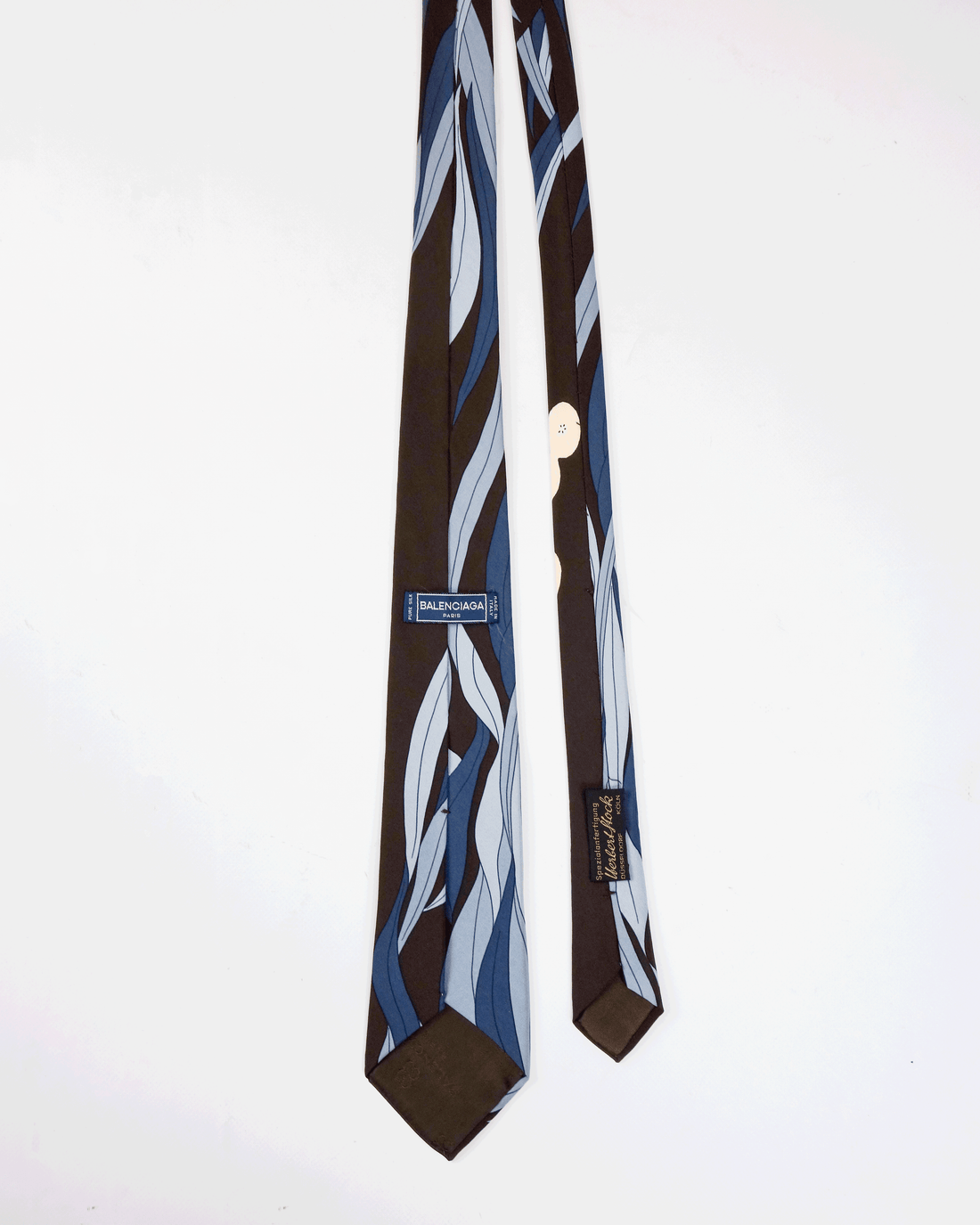 Balenciaga Brown Print Silk Tie 1990's