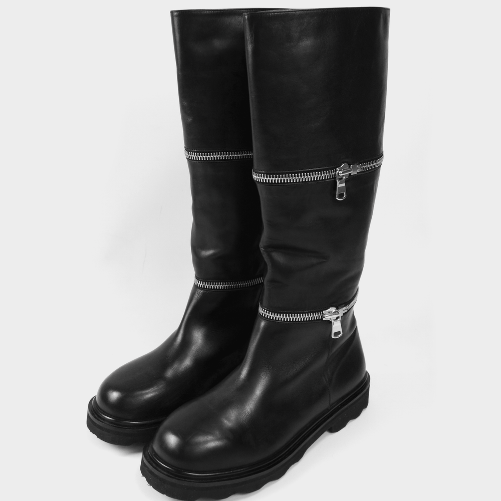 Marni Zip-Off Detachable Panel Leather Black Boots 2019