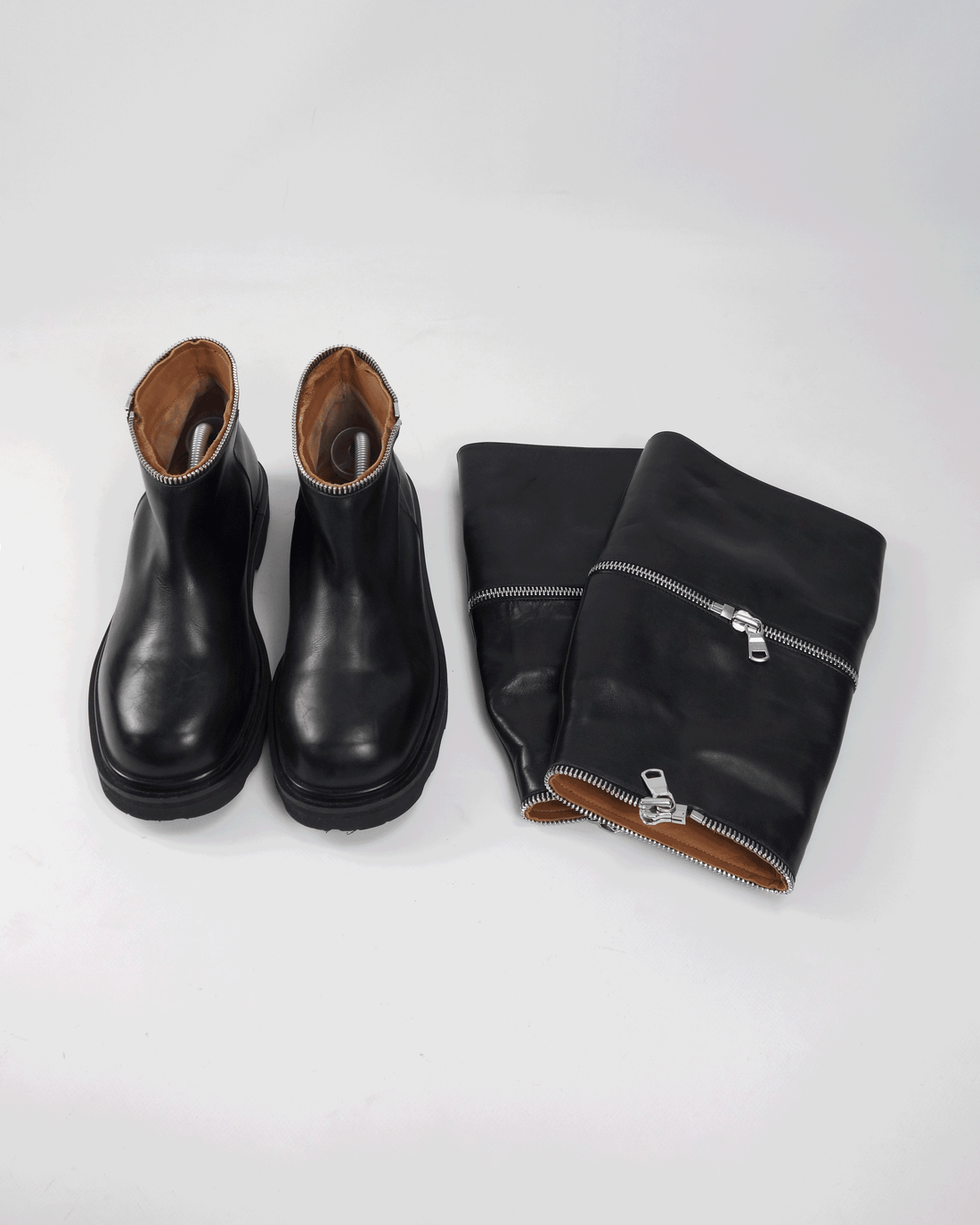 Marni Zip-Off Detachable Panel Leather Black Boots 2019