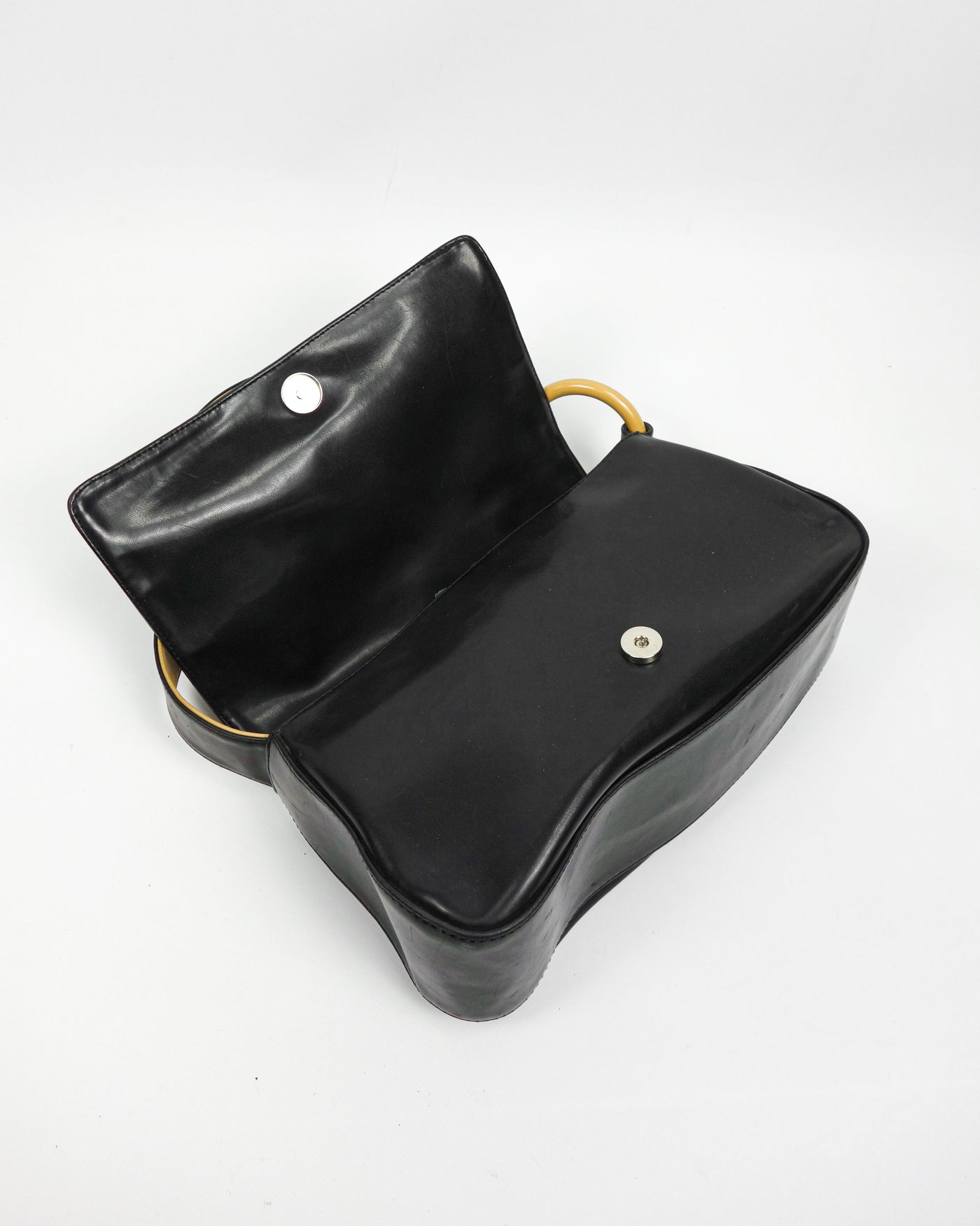 Sequoia Beige Ring Black Synthetic Leather Bag 2000's