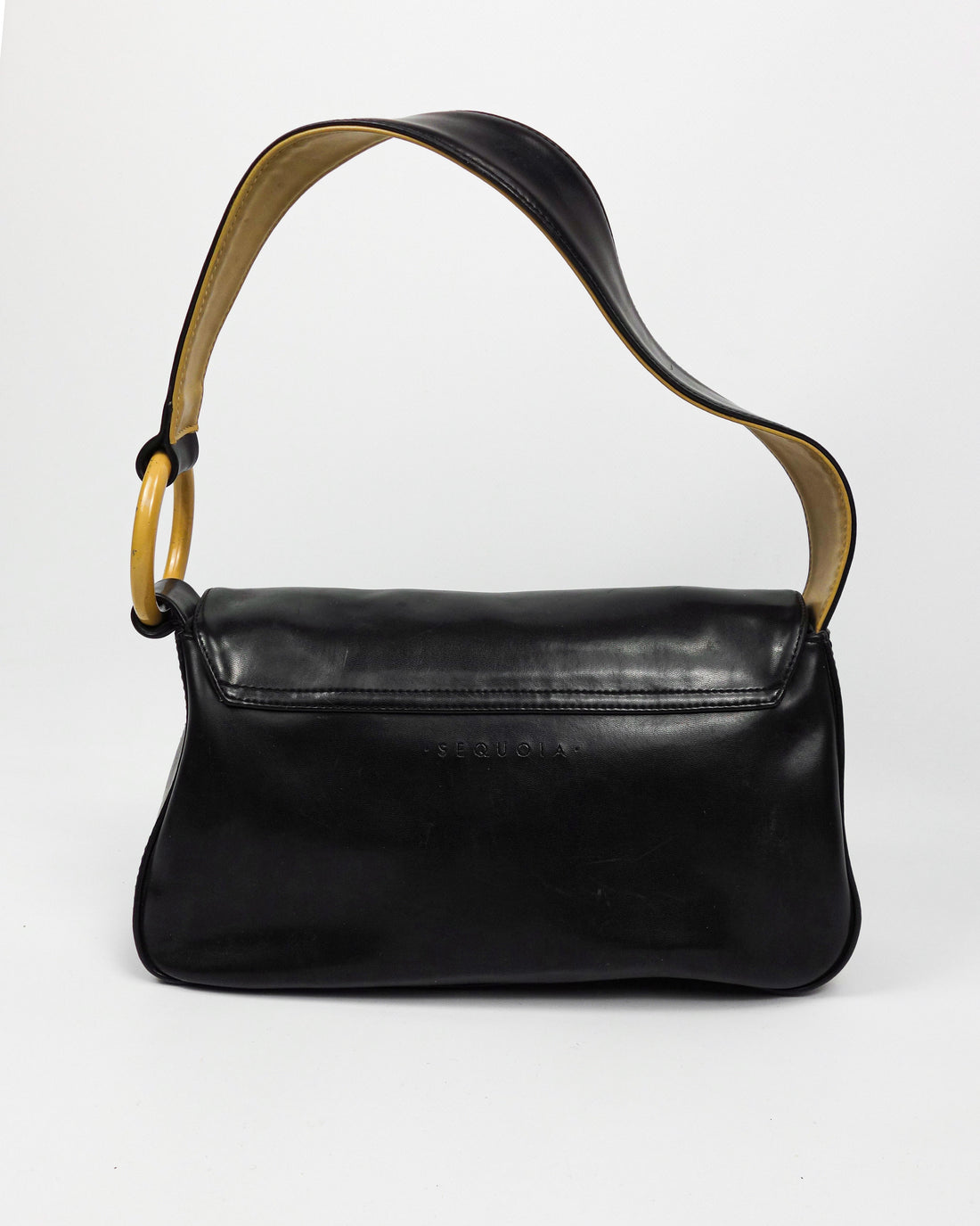 Sequoia Beige Ring Black Synthetic Leather Bag 2000's