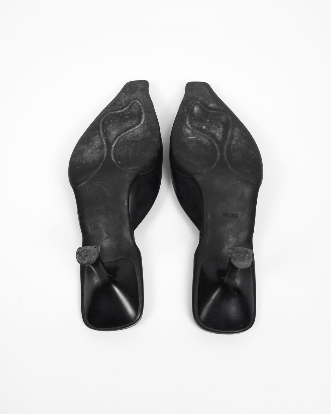 Prada Black Leather Mule Heels 1990's