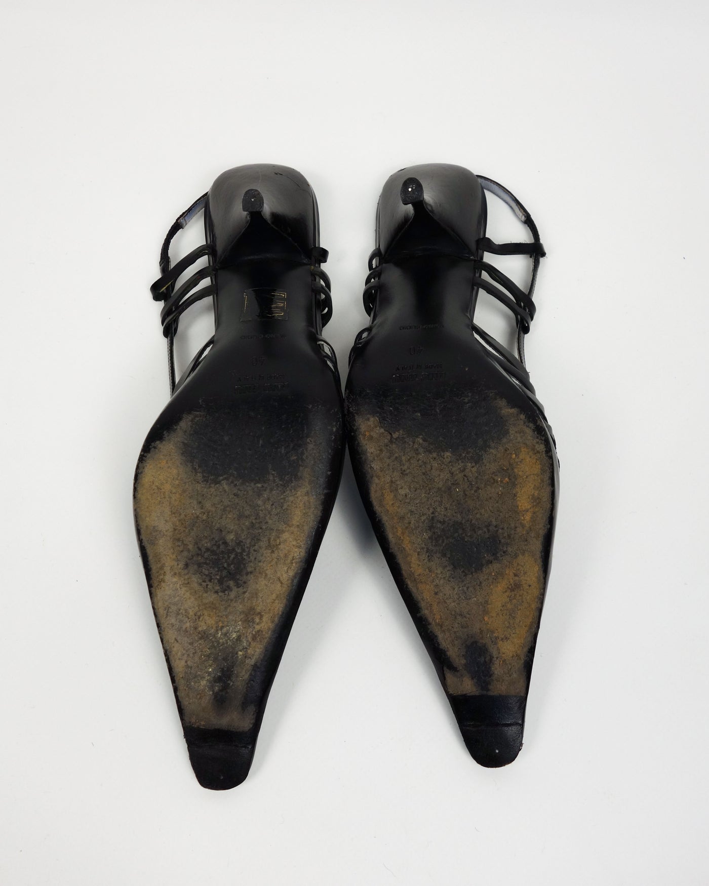 Miu Miu Black Leather Stripes Heels 2000's