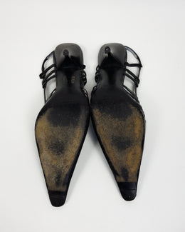 Miu Miu Black Leather Stripes Heels 2000's