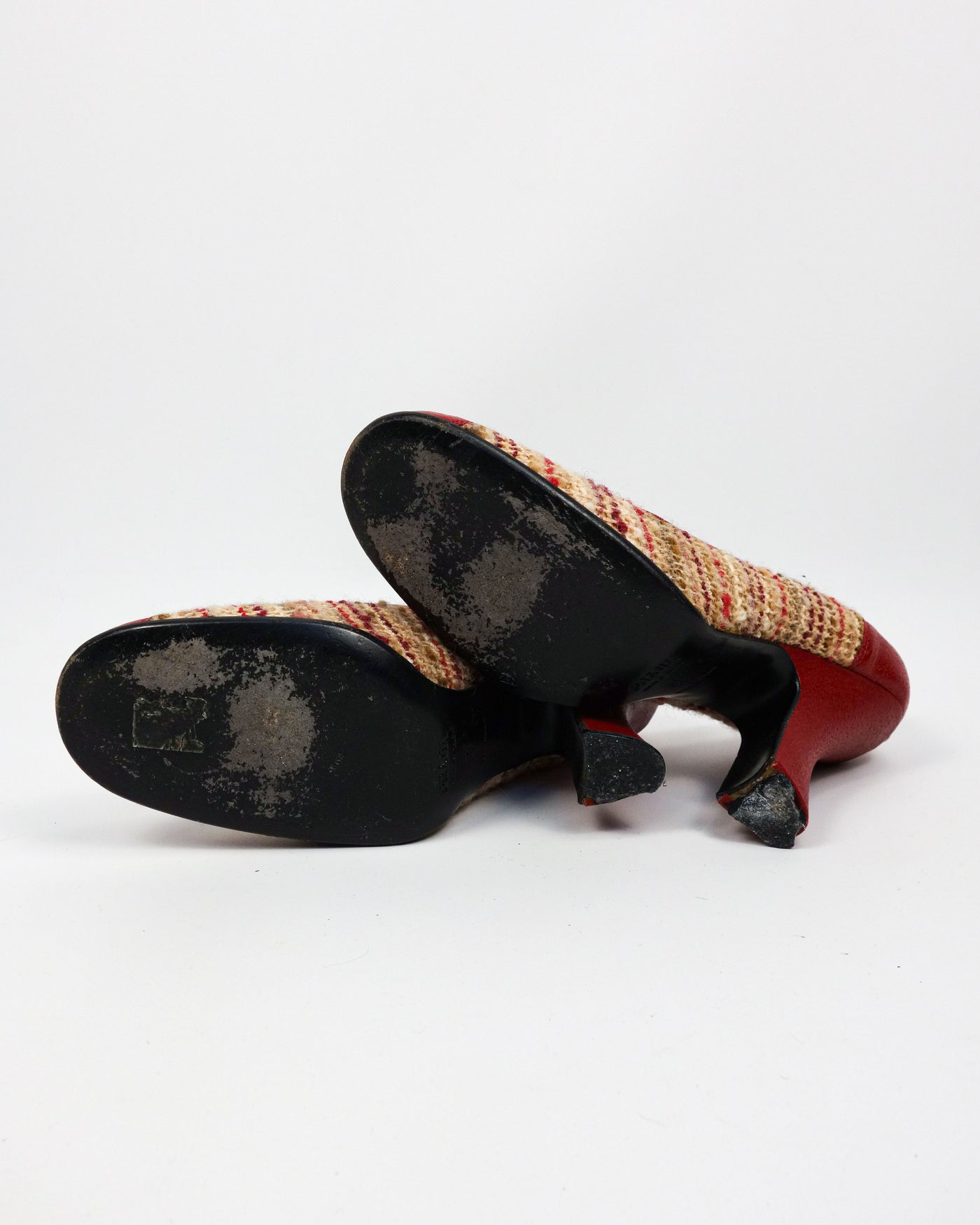 Prada Wool + Leather Red Heels 2000's