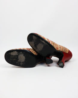 Prada Wool + Leather Red Heels 2000's