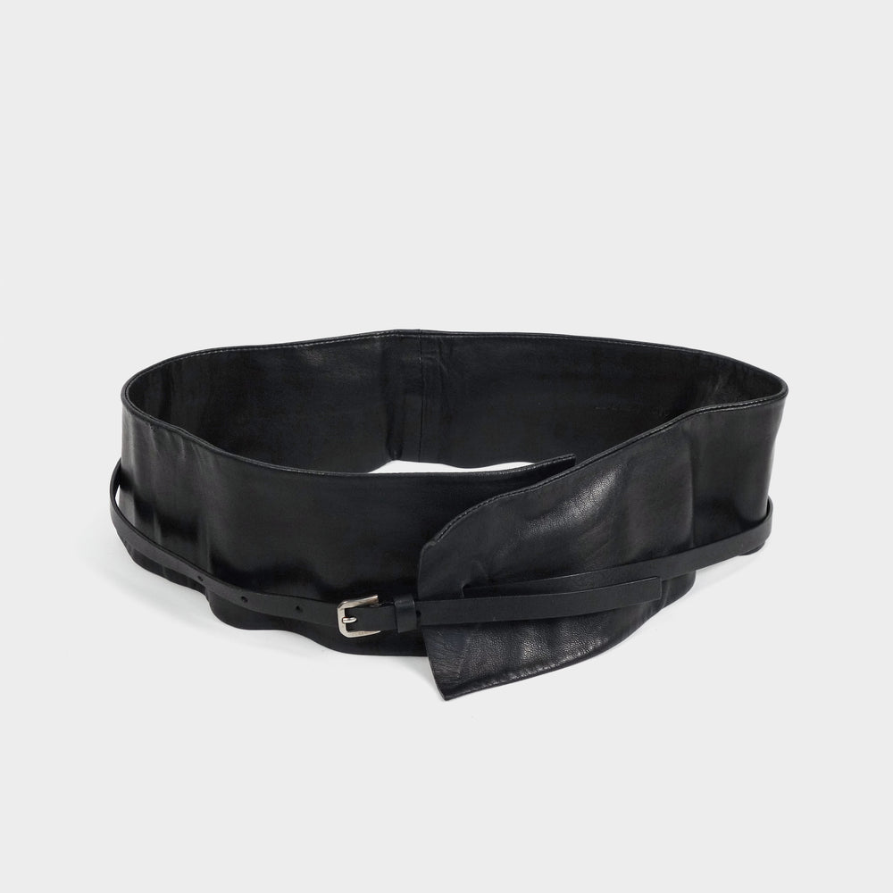 Jil Sander 2-Layer Black Soft Leather Belt 2000's