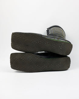 Muxart Black and Green Stitched Black Leather Boots 2000's