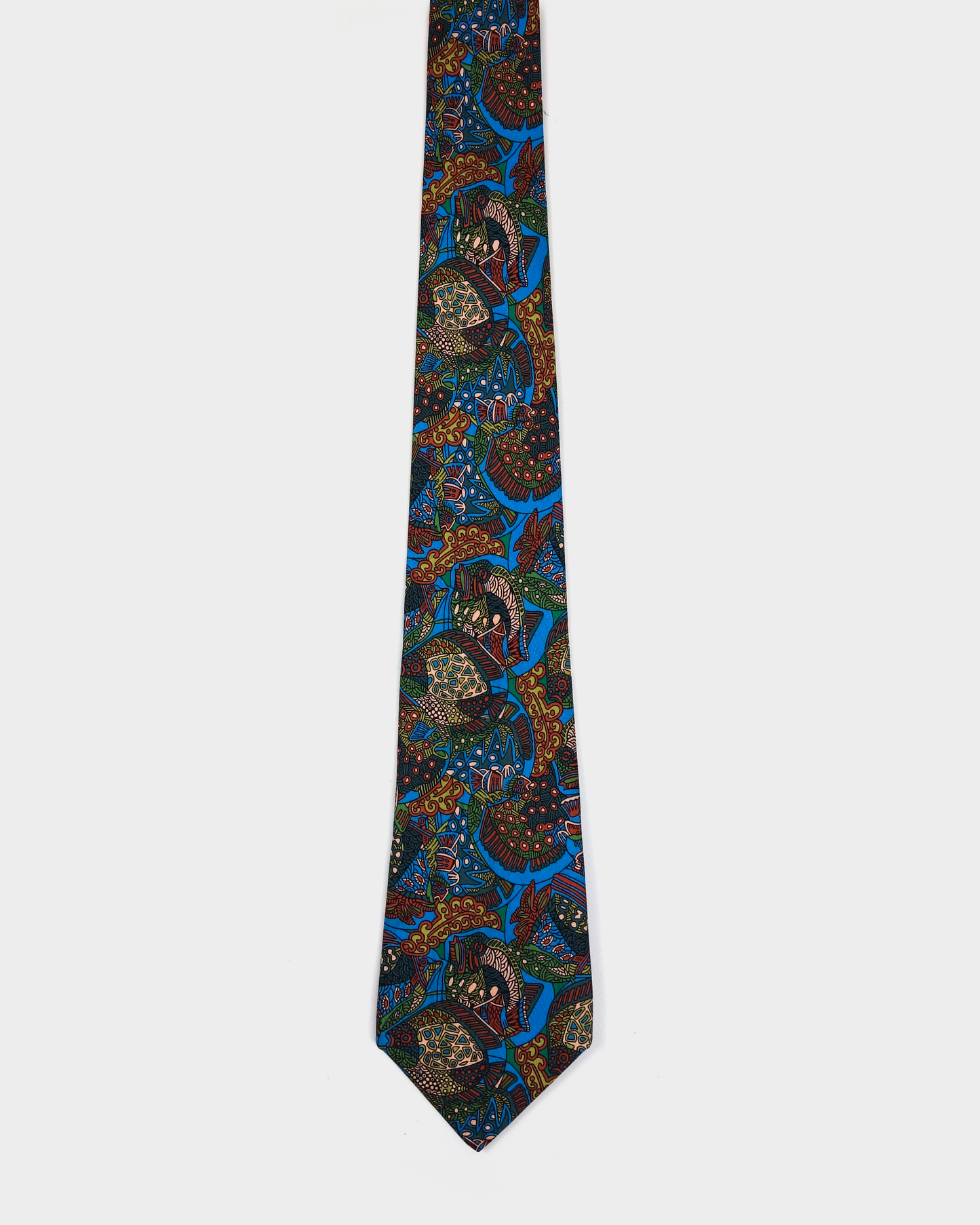 Hermes Abstract Flower Print Silk Tie 1990's