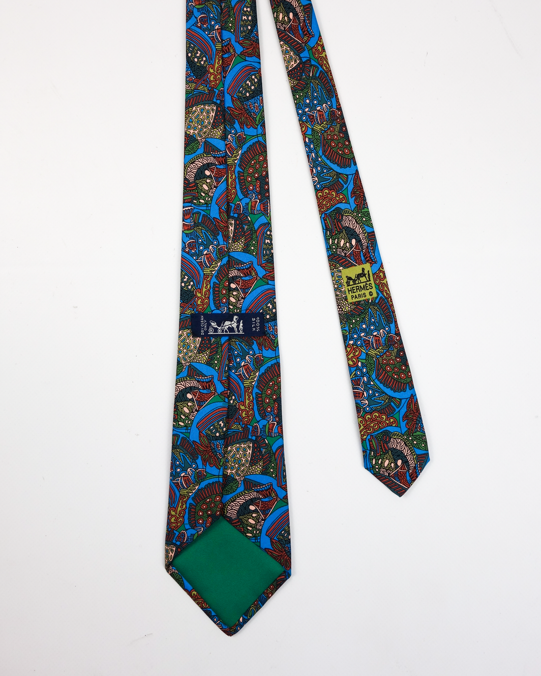 Hermes Abstract Flower Print Silk Tie 1990's