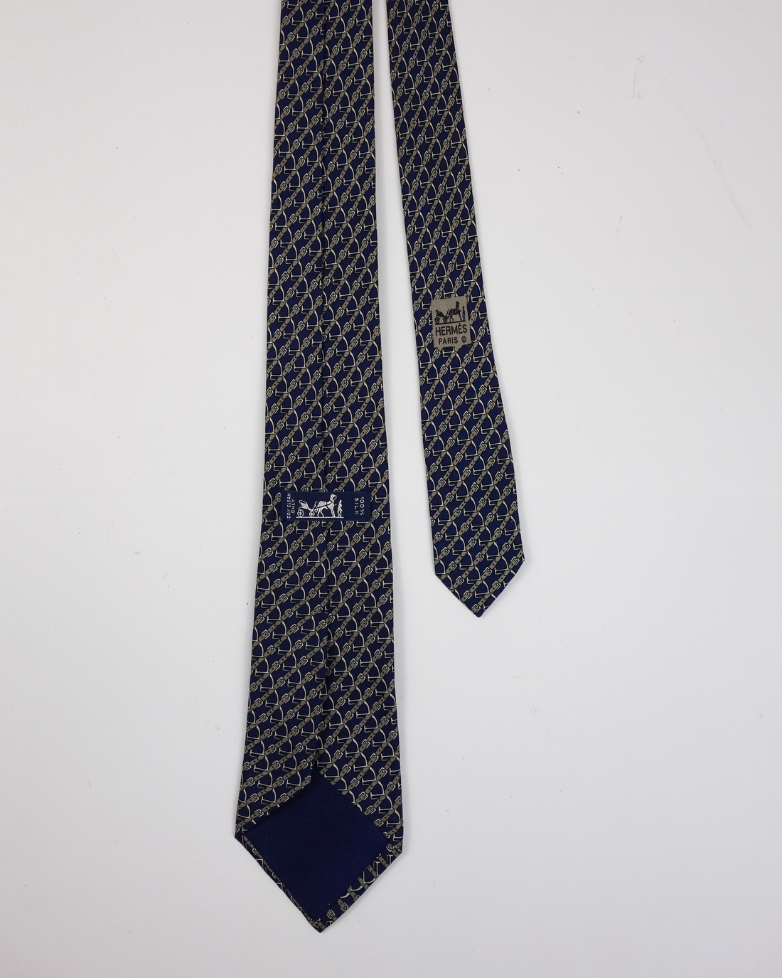 Hermes Iconic Belt Print Silk Tie 1990's