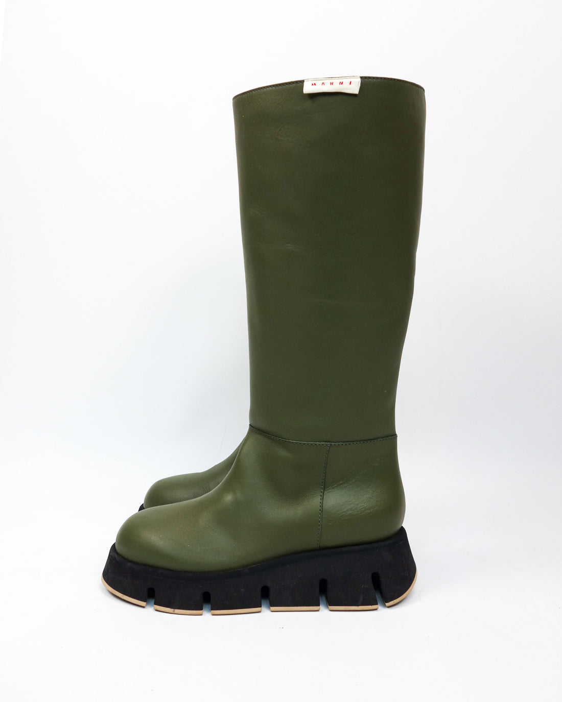 Marni Green Leather High Boots Resort 2020