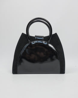 Pierre Balmain Black Suede + Patent Leather Bag 1990's