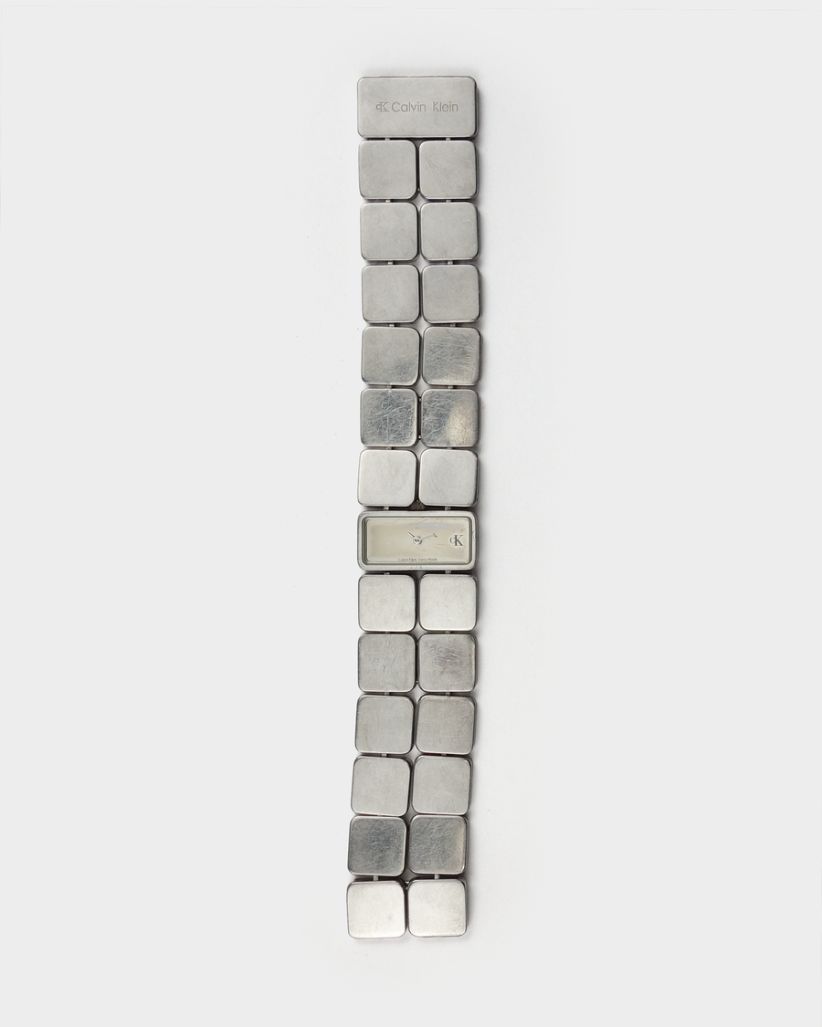Calvin Klein Swiss Made Squares Metallic Watch 2000's - Vintagetts