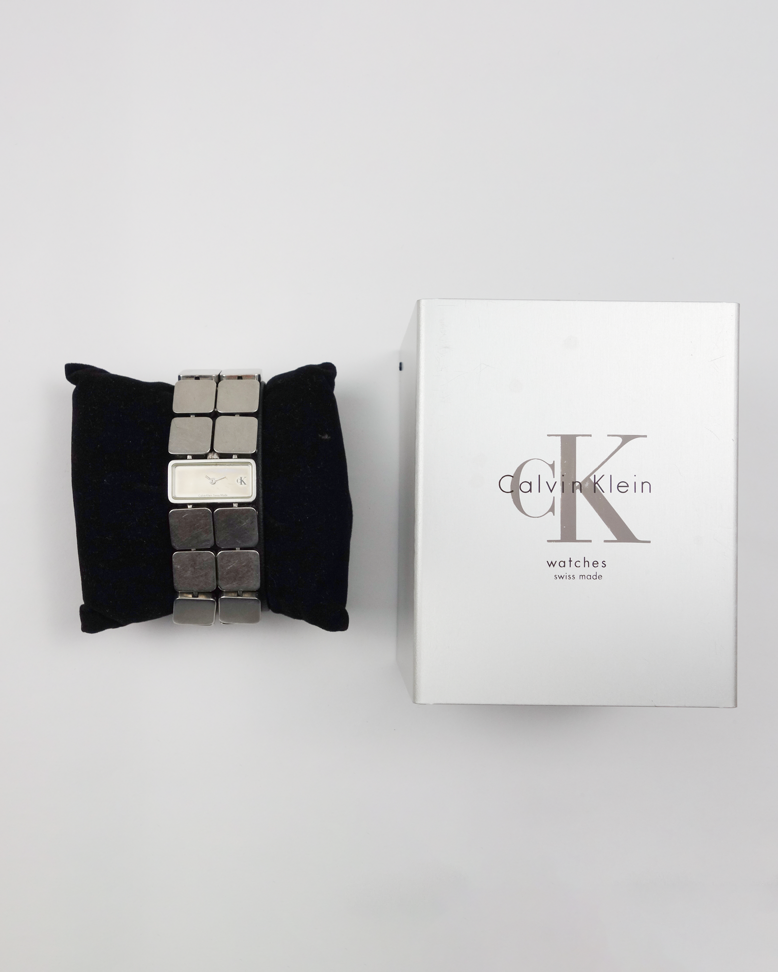 Calvin Klein Swiss Made Squares Metallic Watch 2000's