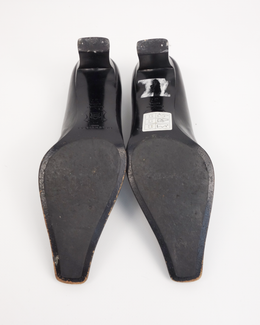 Balenciaga Metallic Logo Black Leather Heels 1990's