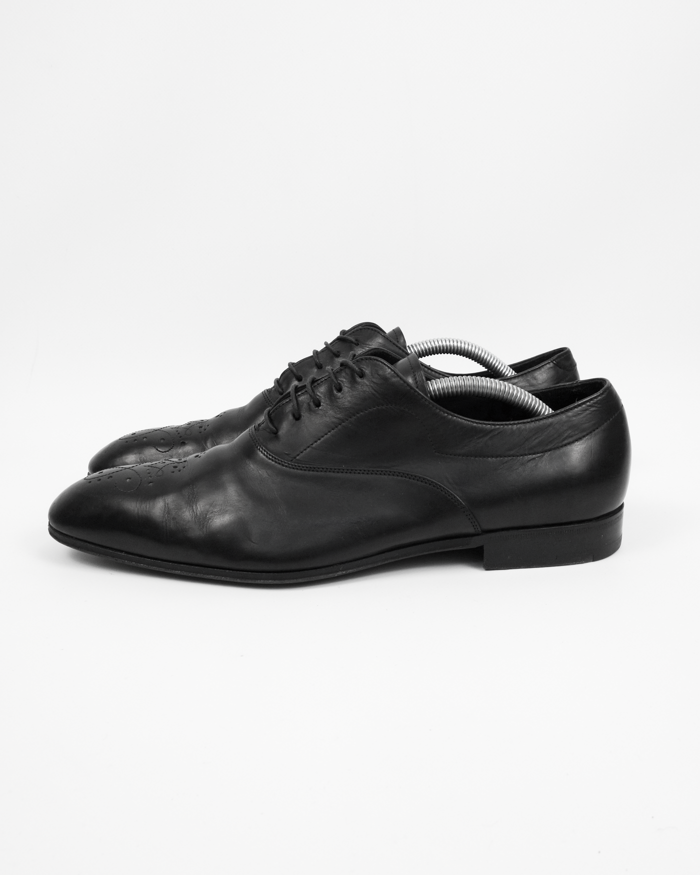 Prada Black Decorated Leather Derbies 2000's