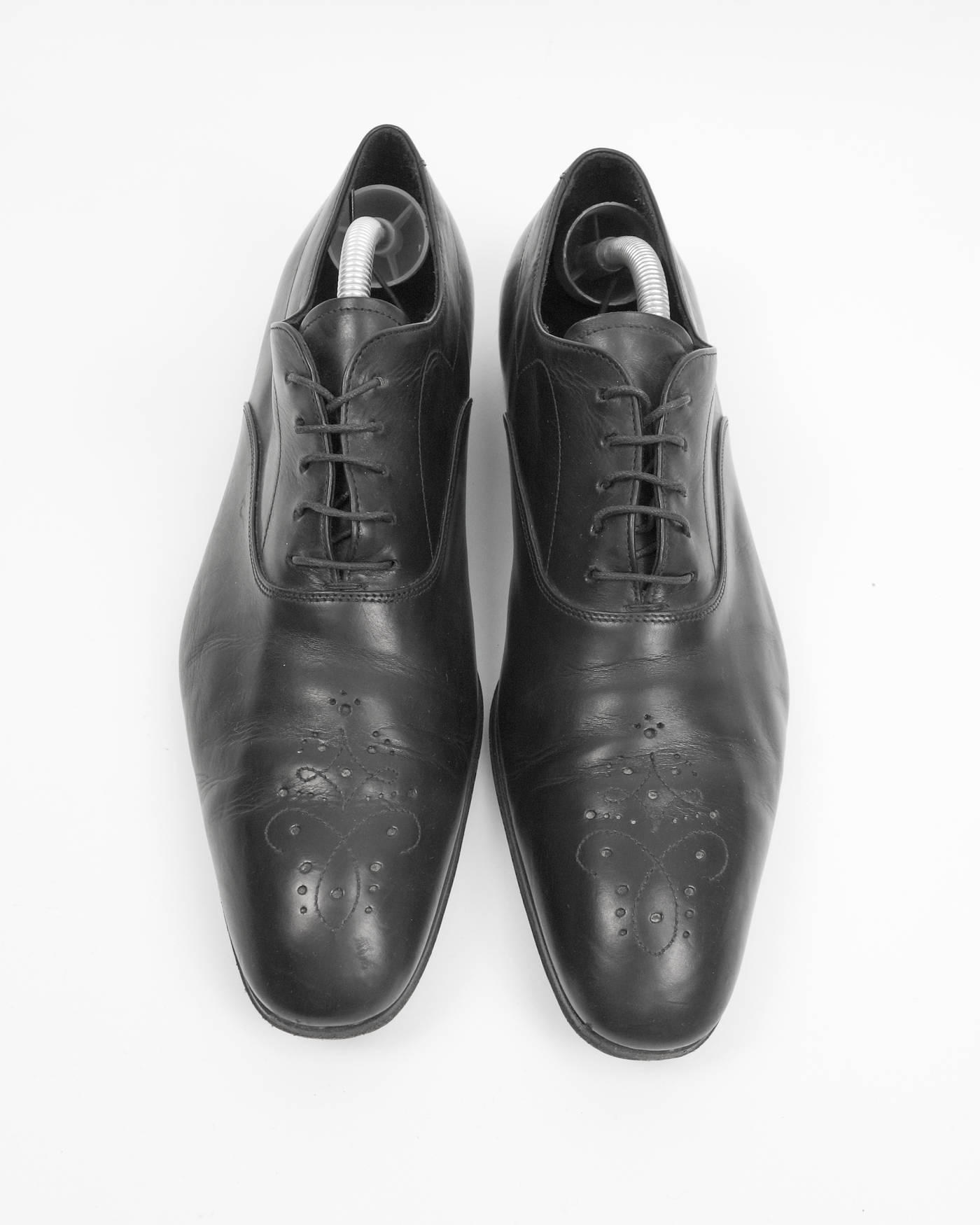 Prada Black Decorated Leather Derbies 2000's