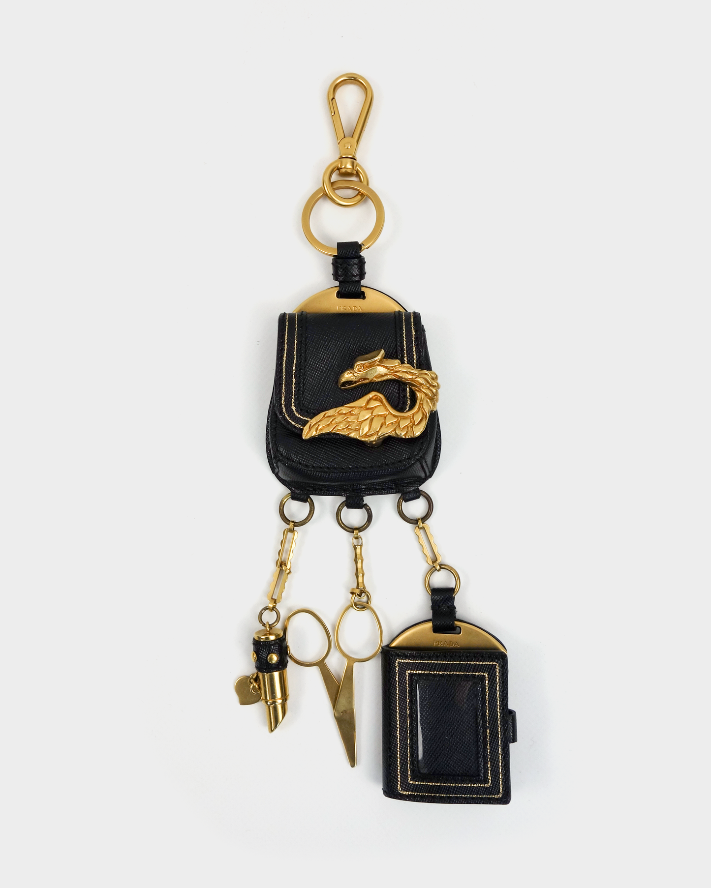 Prada Golden Accessories + Leather Bag Charm 2000's