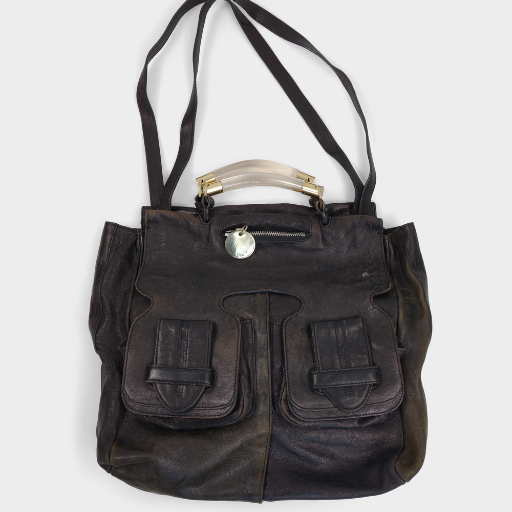 Chloé Saskia Big Faded Balck Leather Bag 2000's