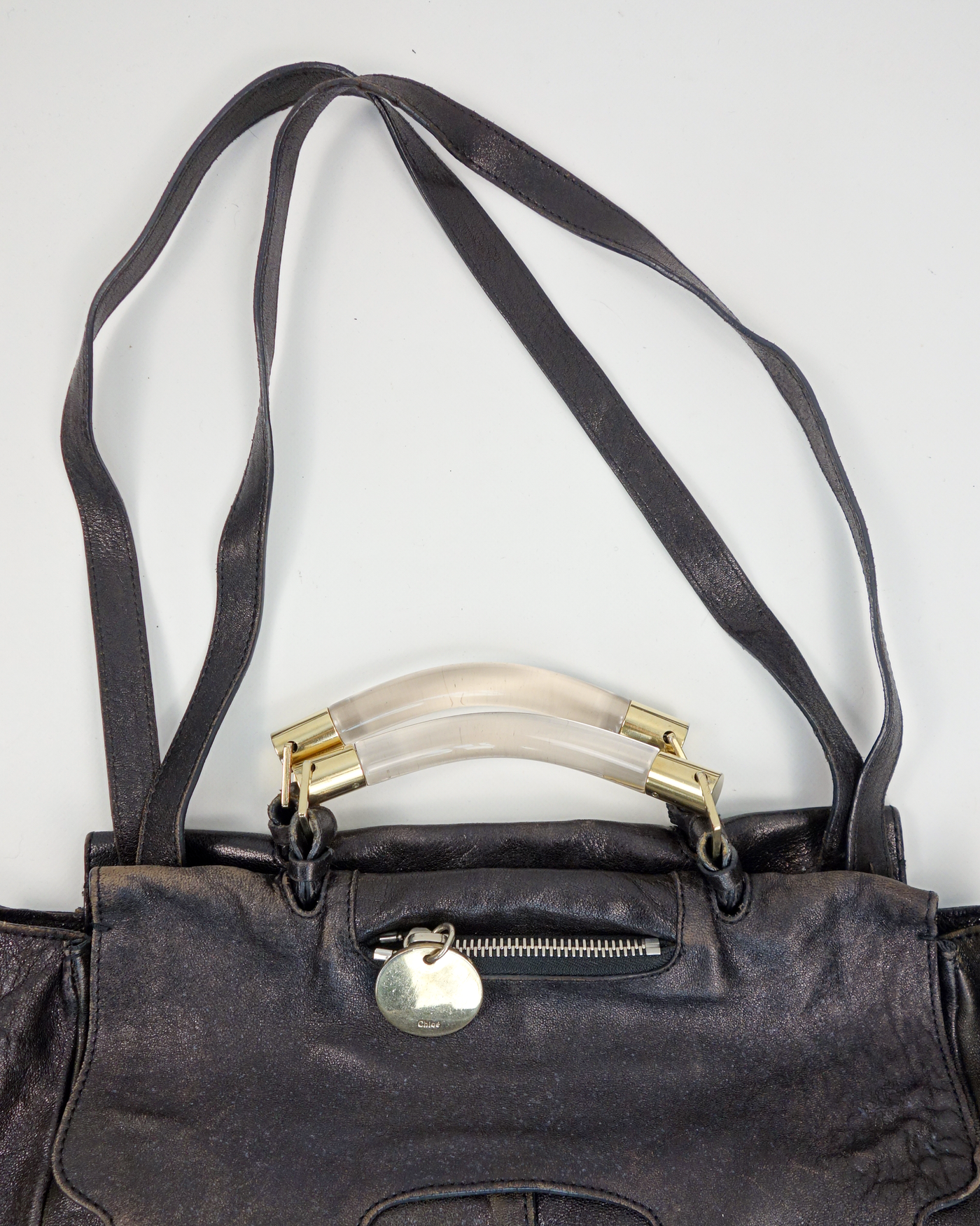 Chloé Saskia Big Faded Balck Leather Bag 2000's