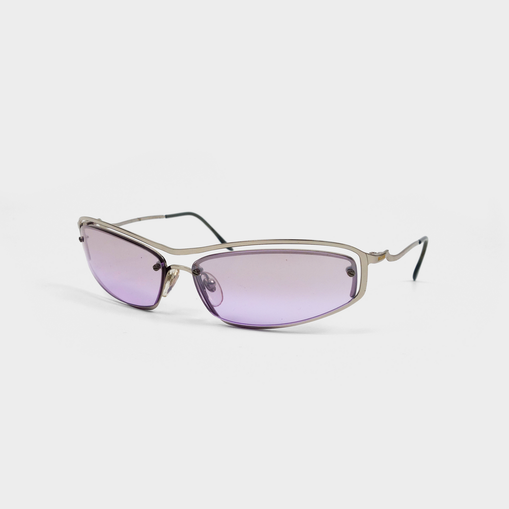 Moschino Silver Frame Purple Lens Sunglasses 2000's