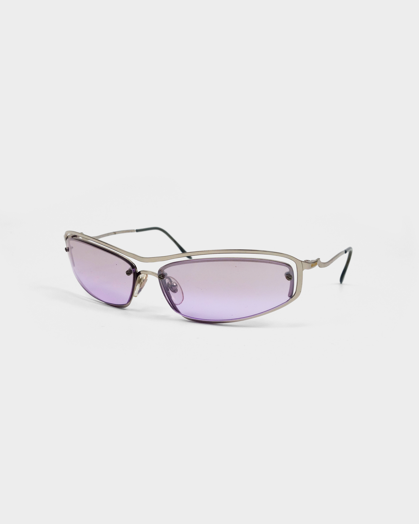Moschino Silver Frame Purple Lens Sunglasses 2000's