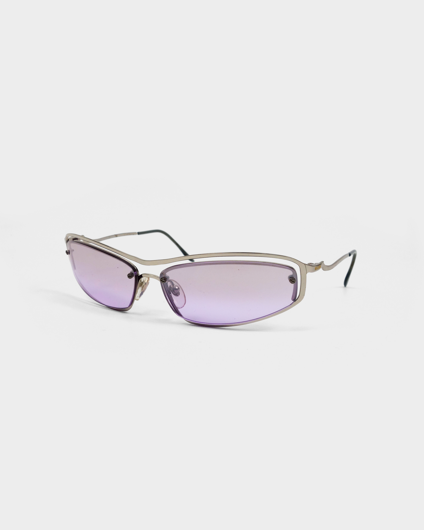 Moschino Silver Frame Purple Lens Sunglasses 2000's