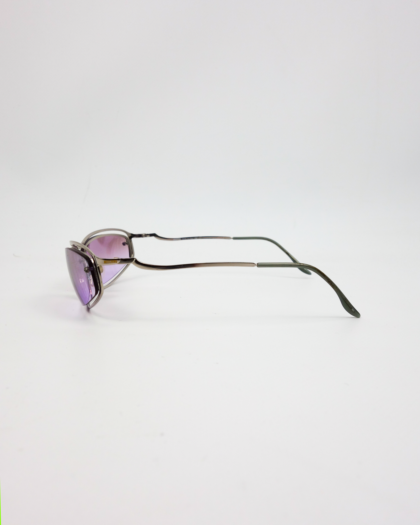 Moschino Silver Frame Purple Lens Sunglasses 2000's